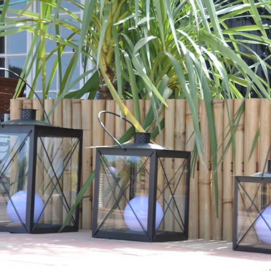 lanterns at the edge of the terrace